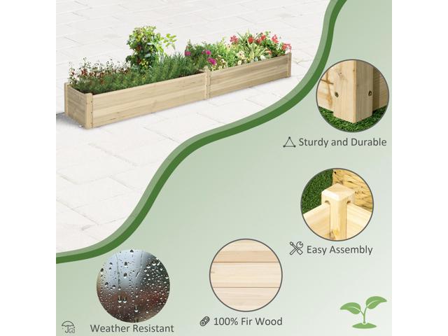 8x2ft Wooden Raised Garden Bed Kit, Elevated Planter with 2 Boxes, Self Draining Bottom and Liner, Patio to Grow Vegetables, Herbs, and Flowers,...