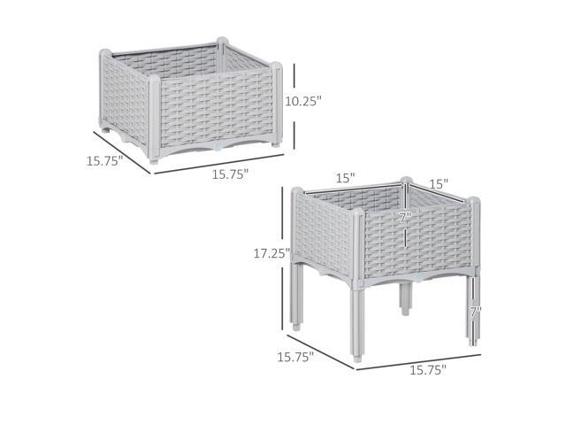 2 Piece Raised Garden Bed with Legs, Self-Watering Planter Box Raised Bed to Grow Flowers, Herbs & Vegetables, Gray