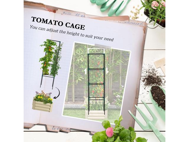 Galvanized Raised Garden Bed, 24' x 24' x 11.75' Outdoor Planter Box with Trellis Tomato Cage and Open Bottom for Climbing Vines, Vegetables,...