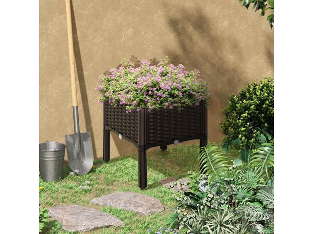 Raised Garden Bed with Legs, Self-Watering Planter Box Raised Bed to Grow Flowers, Herbs & Vegetables, Brown