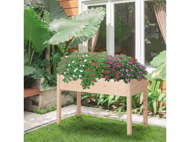 Raised Garden Bed with Legs, 48' x 22' x 30', Elevated Wooden Planter Box, Self-Draining with Bed Liner for Vegetables, Herbs, and Flowers...