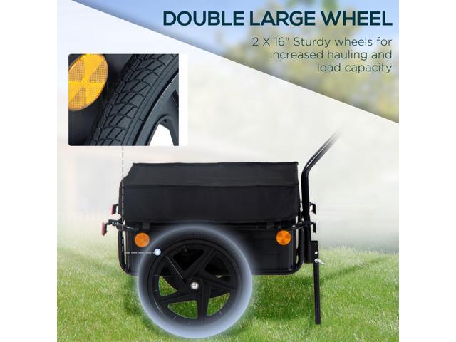Bicycle Cargo Trailer with Removable Box and Waterproof Cover, Bike Wagon Trailer with Two 16in Wheels