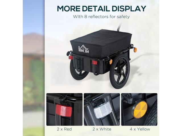Bicycle Cargo Trailer with Removable Box and Waterproof Cover, Bike Wagon Trailer with Two 16in Wheels