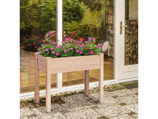 Raised Garden Bed with Legs, 34' x 18' x 30', Elevated Wooden Planter Box, Self-Draining with Bed Liner for Vegetables, Herbs, and Flowers...