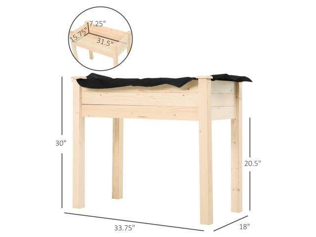 Raised Garden Bed with Legs, 34' x 18' x 30', Elevated Wooden Planter Box, Self-Draining with Bed Liner for Vegetables, Herbs, and Flowers...
