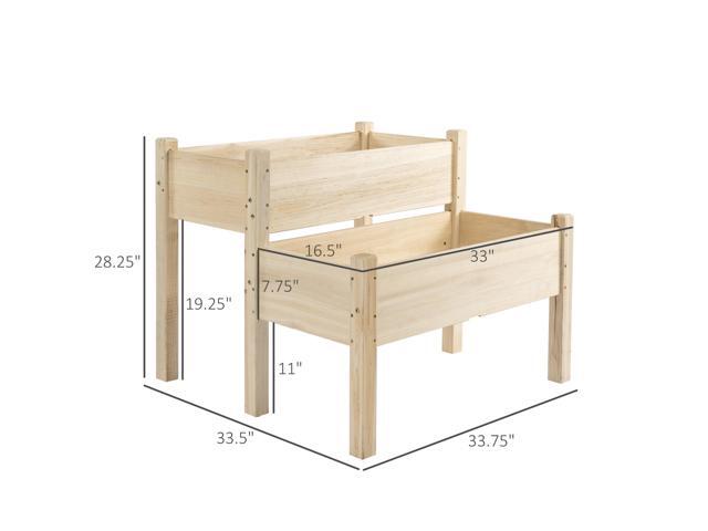 34'x34'x28' Raised Garden Bed, 2-Tier Elevated Wood Planter Box for Backyard, Patio to Grow Vegetables, Herbs, and Flowers, Natural