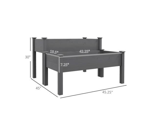 2 Tier Raised Garden Bed, Elevated Wooden 2 Box Planter, Gardening Grow Stand, Planting Bed for Flowers, Vegetables, Herb, Gray