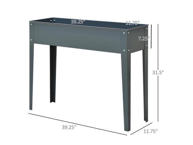 Metal Raised Garden Bed, Elevated Planter Box with Legs and Drain Holes, Dark Gray