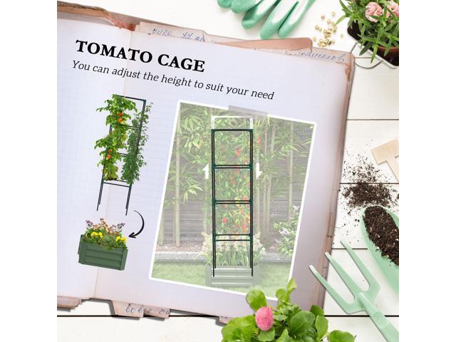 Galvanized Raised Garden Bed, 24' x 24' x 11.75' Outdoor Planter Box with Trellis Tomato Cage and Open Bottom for Climbing Vines, Vegetables,...