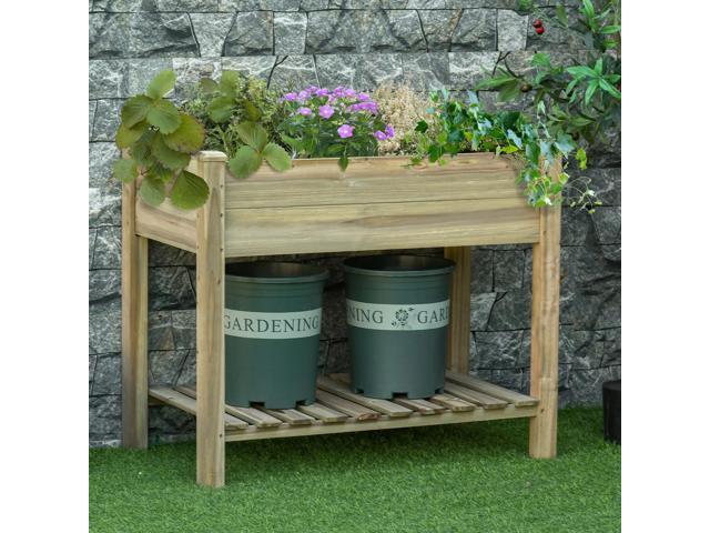 36' x 20' x 30' Raised Garden Bed, Elevated Wood Planter Box with Legs and Storage Shelf for Backyard, Patio, Balcony to Grow Vegetables, Herbs,...