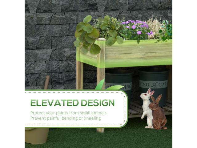 36' x 20' x 30' Raised Garden Bed, Elevated Wood Planter Box with Legs and Storage Shelf for Backyard, Patio, Balcony to Grow Vegetables, Herbs,...