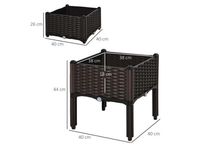 2 Piece Raised Garden Bed with Legs, Self-Watering Planter Box Raised Bed to Grow Flowers, Herbs & Vegetables, Gray