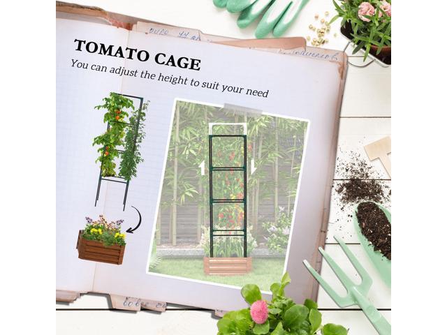 Galvanized Raised Garden Bed, 24' x 24' x 11.75' Outdoor Planter Box with Trellis Tomato Cage and Open Bottom for Climbing Vines, Vegetables,...
