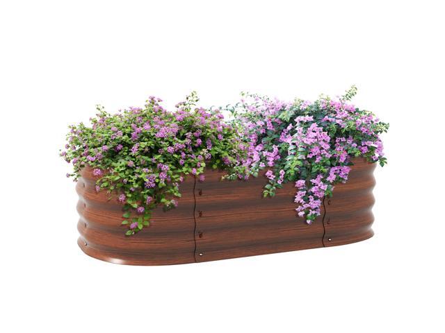 3.5' x 2' x 1' Galvanized Raised Garden Bed Kit, Outdoor Metal Elevated Planter Box with Safety Edging, Easy DIY Stock Tank for Growing Flowers,...