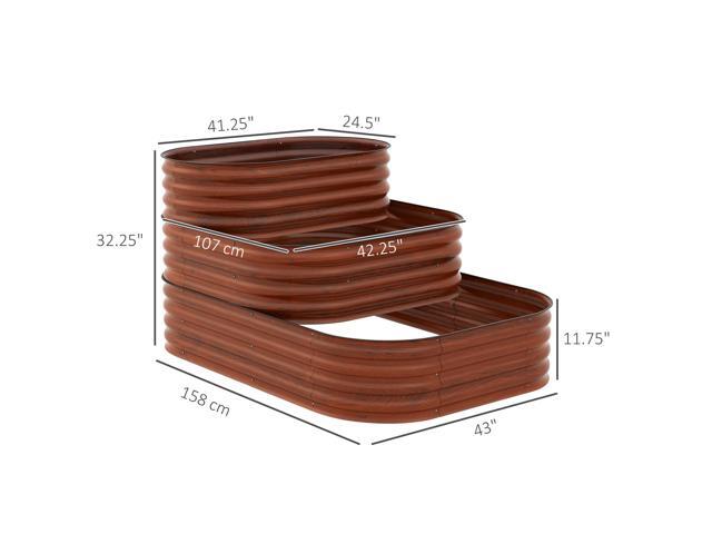 3-Tier Galvanized Steel Raised Garden Bed Kit, 62.25' x 43' x 32.25', 3 Combining Planter Boxes with Rubber Strip Edging, Open Bottom for Backyard,...