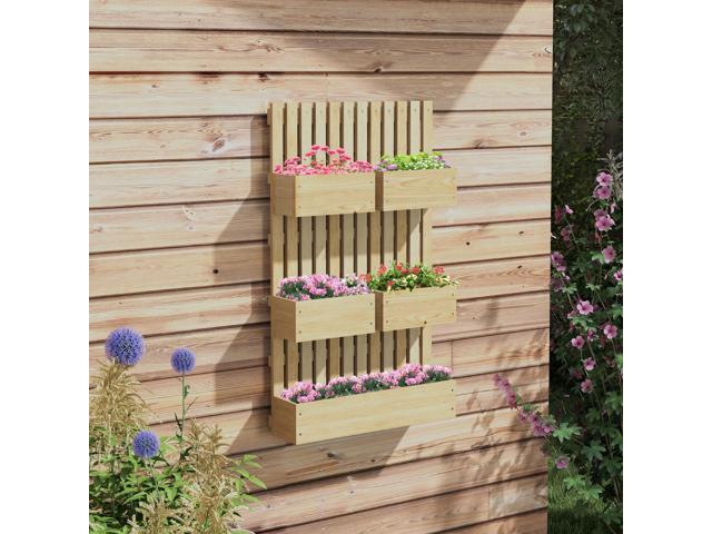 5 Box Raised Garden Bed with Trellis for Vine Flowers & Climbing Plants, 39' Tall Wall-Mounted Wood Planter Box Set with Adjustable Height,...