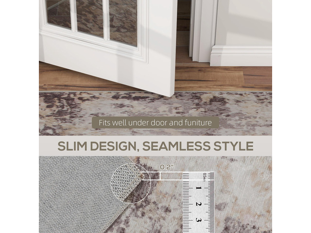 HOMCOM Machine Washable Area Rug 4x6, Non-Slip Modern Abstract Floor Cover Foldable Carpet for Living Room, Bedroom, Dining Room, Mixed-Brown