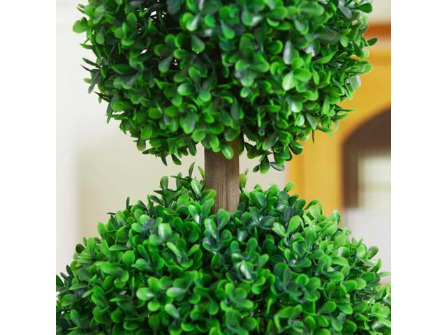 Artificial Plant for Home Decor Indoor & Outdoor Fake Plants Artificial Tree in Pot, 2 Ball Boxwood Topiary Tree for Home Office, Living Room...