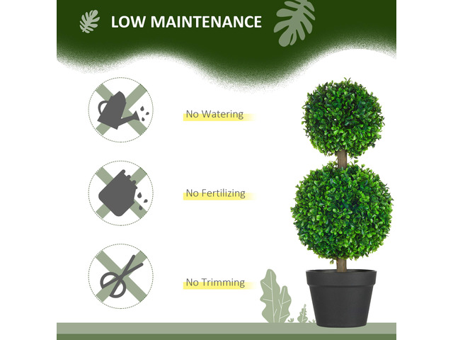 Artificial Plant for Home Decor Indoor & Outdoor Fake Plants Artificial Tree in Pot, 2 Ball Boxwood Topiary Tree for Home Office, Living Room...