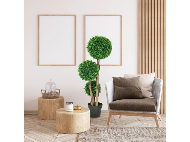 3.5ft/43.25' Artificial 3 Ball Boxwood Topiary Tree with Pot, Indoor Outdoor Fake Plant for Home Office, Living Room Decor