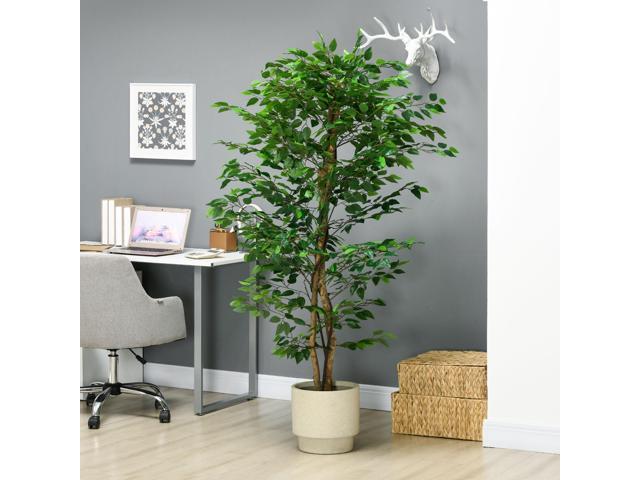6ft Artificial Ficus with Pot, Indoor Outdoor Fake Plant for Home Office Living Room Décor