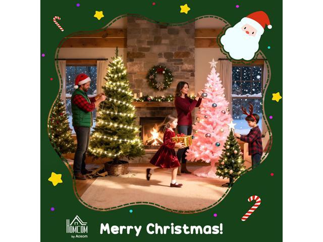 9 ft Artificial Frosted Christmas Tree with Realistic Branches, Wide Full Spruce Holiday Decor, Hinged Xmas Tree, Easy Assembly