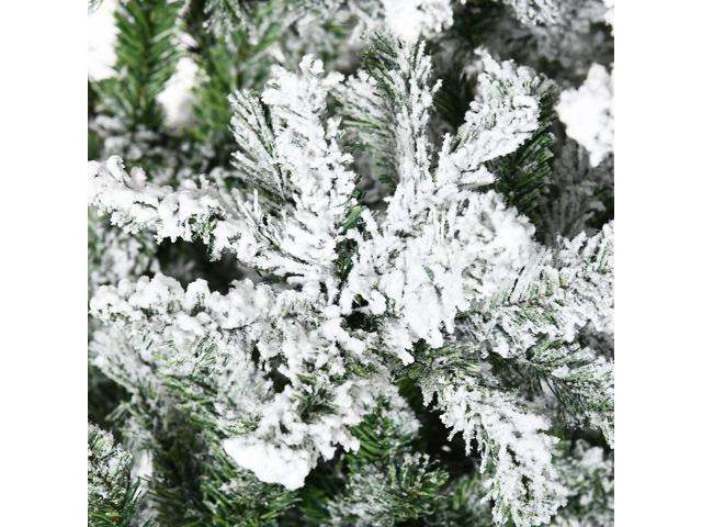 9' Tall Unlit Snow Flocked Pine Artificial Christmas Tree with Realistic Branches, Green