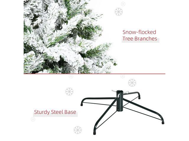 9' Tall Unlit Snow Flocked Pine Artificial Christmas Tree with Realistic Branches, Green