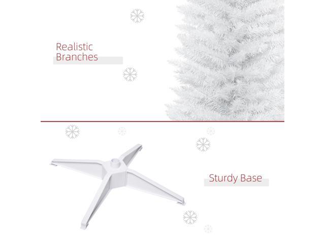 7' Artificial Pencil Christmas Tree, Slim Xmas Tree with 499 Realistic Branch Tips and Plastic Stand, White
