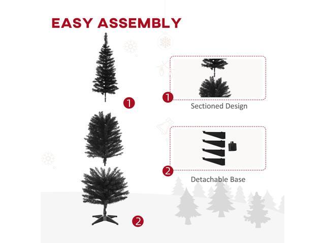 6' Artificial Pencil Christmas Tree, Slim Xmas Tree with 390 Realistic Branch Tips and Plastic Stand, Black