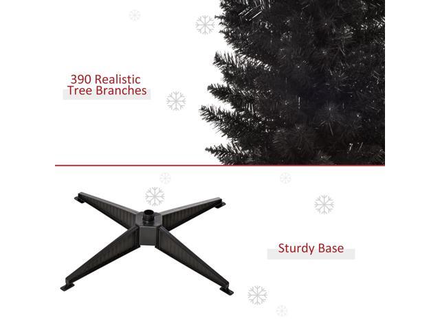 6' Artificial Pencil Christmas Tree, Slim Xmas Tree with 390 Realistic Branch Tips and Plastic Stand, Black