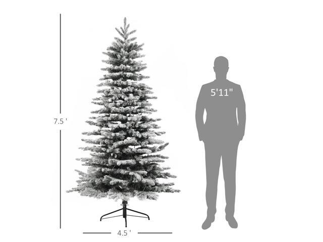 7.5 ft Pre-Lit Mountain Pine Artificial Christmas Tree, Snow Flocked Christmas Tree, Hinged Xmas Tree with 500 LED Lights and 1264 Branch Tips for...