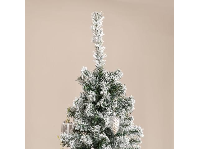 7.5' Tall Unlit Snow-Flocked Slim Artificial Christmas Tree with Realistic Branches and 738 Tips