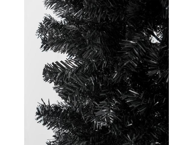8ft Pencil Christmas Tree, Unlit Artificial Christmas Tree Slim Douglas Fir Xmas Tree with Realistic Branches, Halloween Tree with 1168 Tips, Black