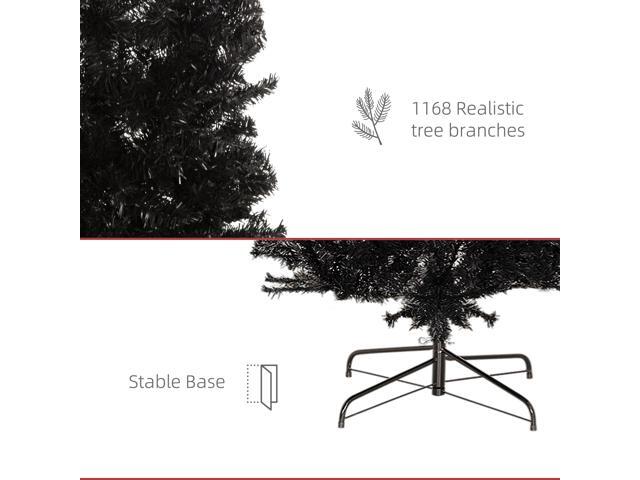 8ft Pencil Christmas Tree, Unlit Artificial Christmas Tree Slim Douglas Fir Xmas Tree with Realistic Branches, Halloween Tree with 1168 Tips, Black