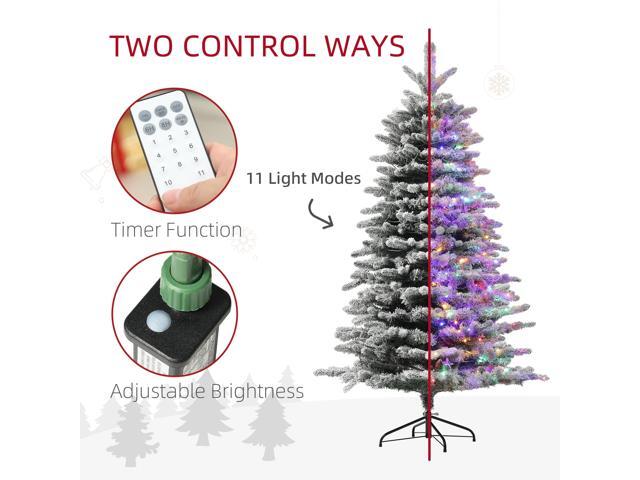 6.5 ft Pre-Lit Mountain Pine Artificial Christmas Tree, Snow Flocked Christmas Tree, Hinged Xmas Tree with 400 LED Lights and 990 Branch Tips for...