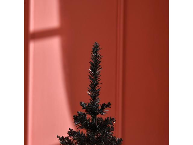 5' Artificial Pencil Christmas Tree, Slim Xmas Tree with 294 Realistic Branch Tips and Plastic Stand, Black