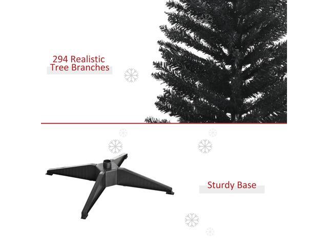 5' Artificial Pencil Christmas Tree, Slim Xmas Tree with 294 Realistic Branch Tips and Plastic Stand, Black