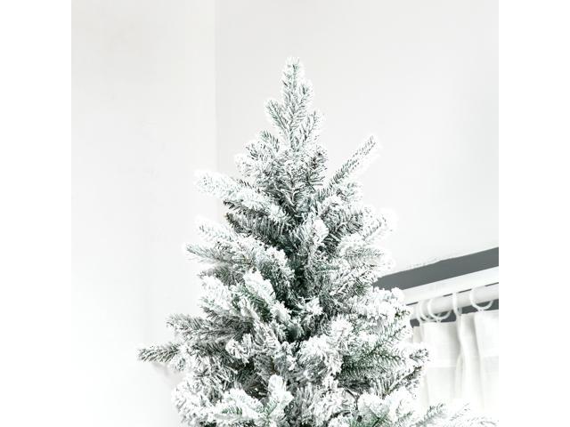 9 Foot Pine Snow Flocked Artificial Christmas Tree with 616 Realistic Cedar Branches, Auto Open, Home Holiday Decoration, Green