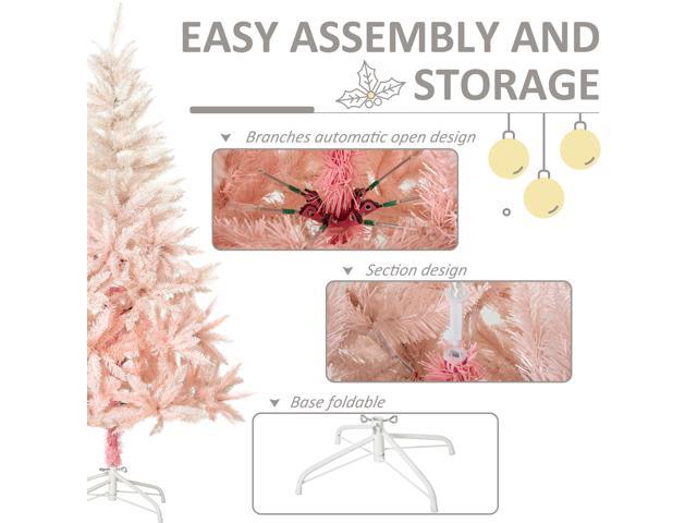 7ft Unlit Spruce Artificial Christmas Tree with Realistic Branches and 1000 Tips, Pink