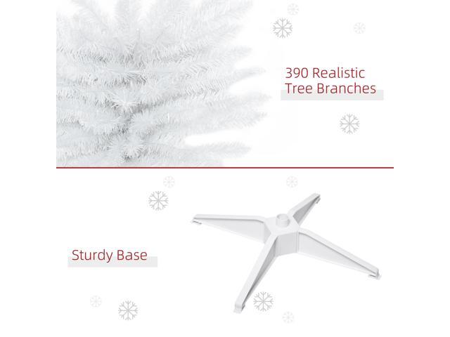 6' Artificial Pencil Christmas Tree, Slim Xmas Tree with 390 Realistic Branch Tips and Plastic Stand, White