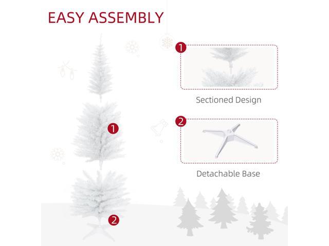 6' Artificial Pencil Christmas Tree, Slim Xmas Tree with 390 Realistic Branch Tips and Plastic Stand, White