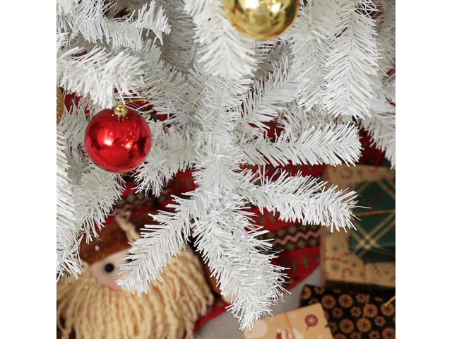7.5ft Tall Artificial Christmas Tree, Unlit Xmas Tree with 1346 Branch Tips, Auto Open, Steel Base, Holiday Décor for Home Office, White