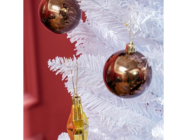 8' Artificial Pencil Christmas Tree, Slim Xmas Tree with 618 Realistic Branch Tips and Plastic Stand, White