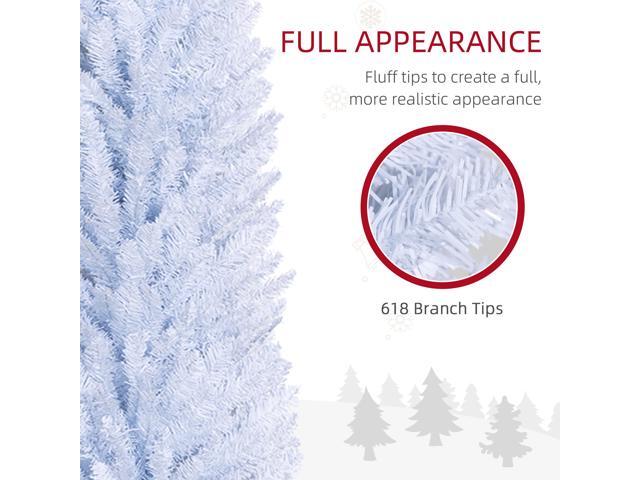 8' Artificial Pencil Christmas Tree, Slim Xmas Tree with 618 Realistic Branch Tips and Plastic Stand, White