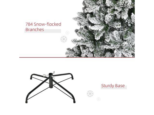 9ft Unlit Snow-Flocked Slim Pine Artificial Christmas Tree with Realistic Branches and 1084 Tips