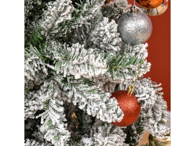 9ft Unlit Snow-Flocked Slim Pine Artificial Christmas Tree with Realistic Branches and 1084 Tips