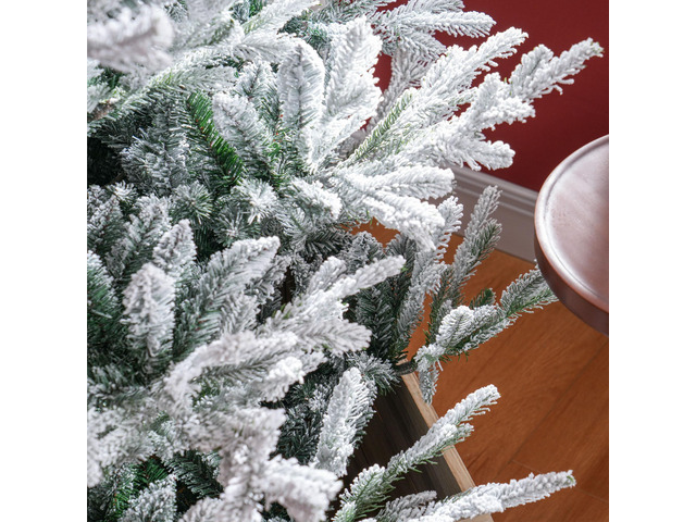 6 Foot Artificial Christmas Tree, Pine Hinged Xmas Tree with 795 Realistic Branches, Steel Base, Auto Open, Green