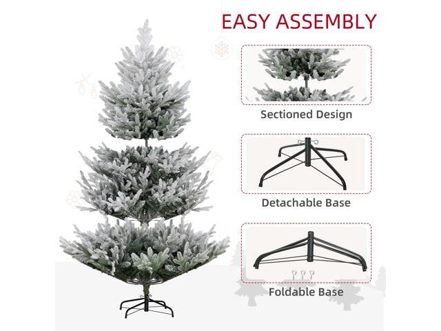 6 Foot Artificial Christmas Tree, Pine Hinged Xmas Tree with 795 Realistic Branches, Steel Base, Auto Open, Green