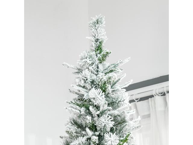 9' Unlit Snow Flocked Pine Artificial Christmas Tree with Realistic Branches and 1159 Tips, Green